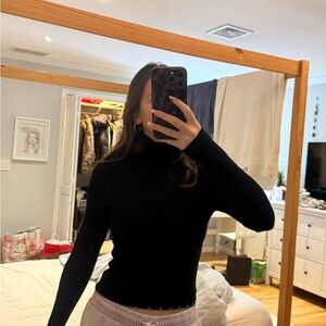 Love Tree Black Ribbed Turtleneck